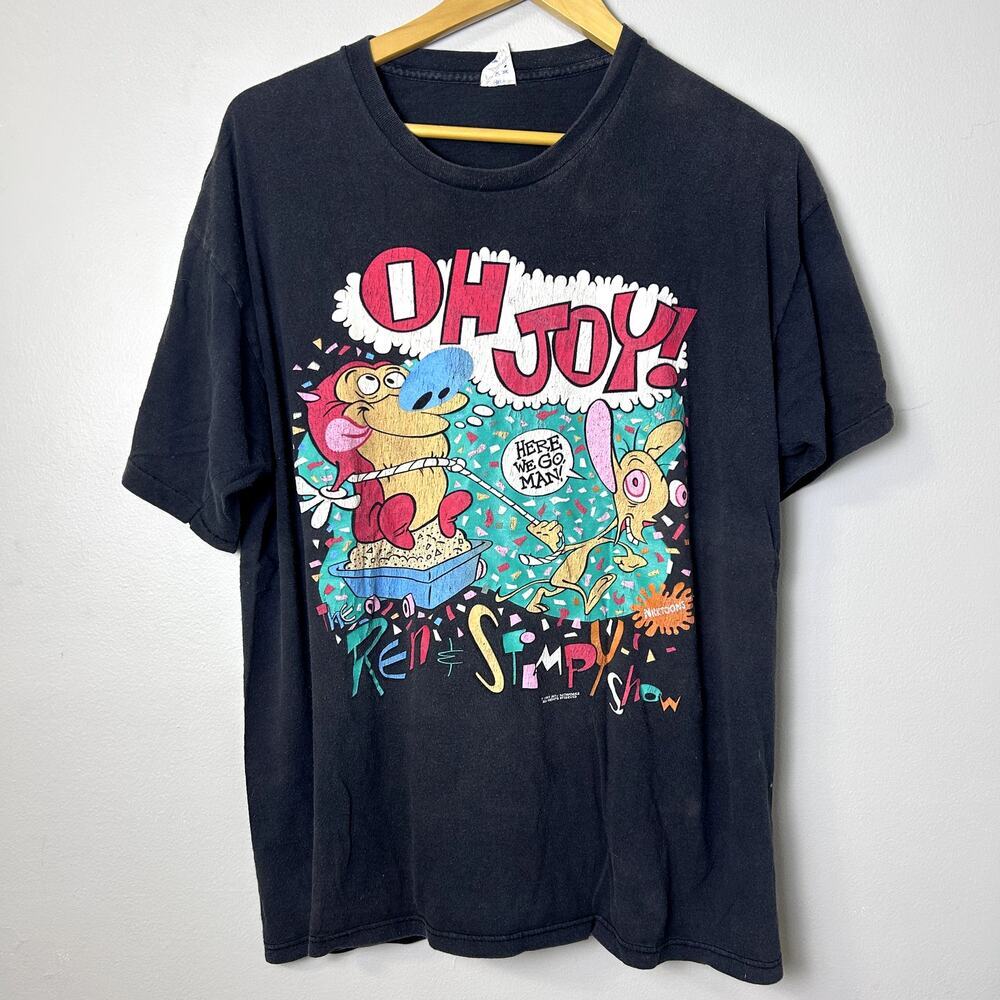 Vintage Ren & Stimpy Show T-Shirt 1991 Nickelodeon MTV Oh Joy Tee 90's size XL